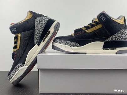 Cement Jordan SoftTouch Retro 3 3832 Black CK9246- Gold 1029